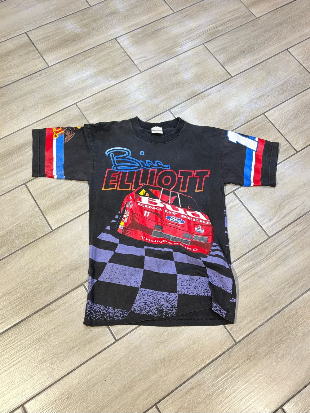 Box #5 Vintage 90s Bill Elliott Nascar Budweiser Shirt Mens AOP Never Worn